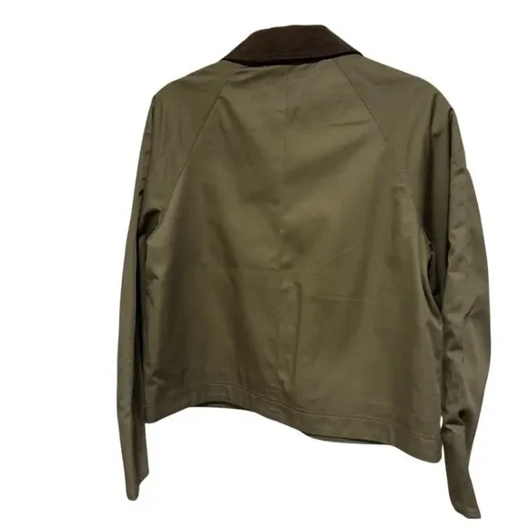 H&M Olive army Green oversized barn jacket corduroy collar - Picture 4 of 10